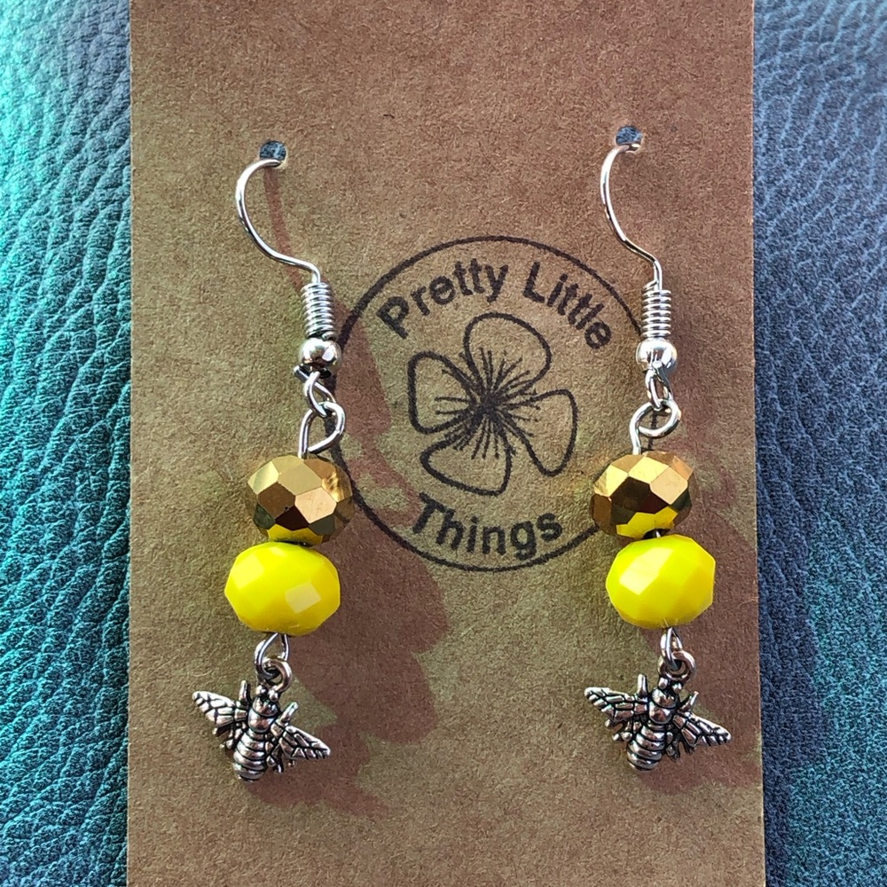 Pretty Little Things Yellow and Gold Bee Earrings